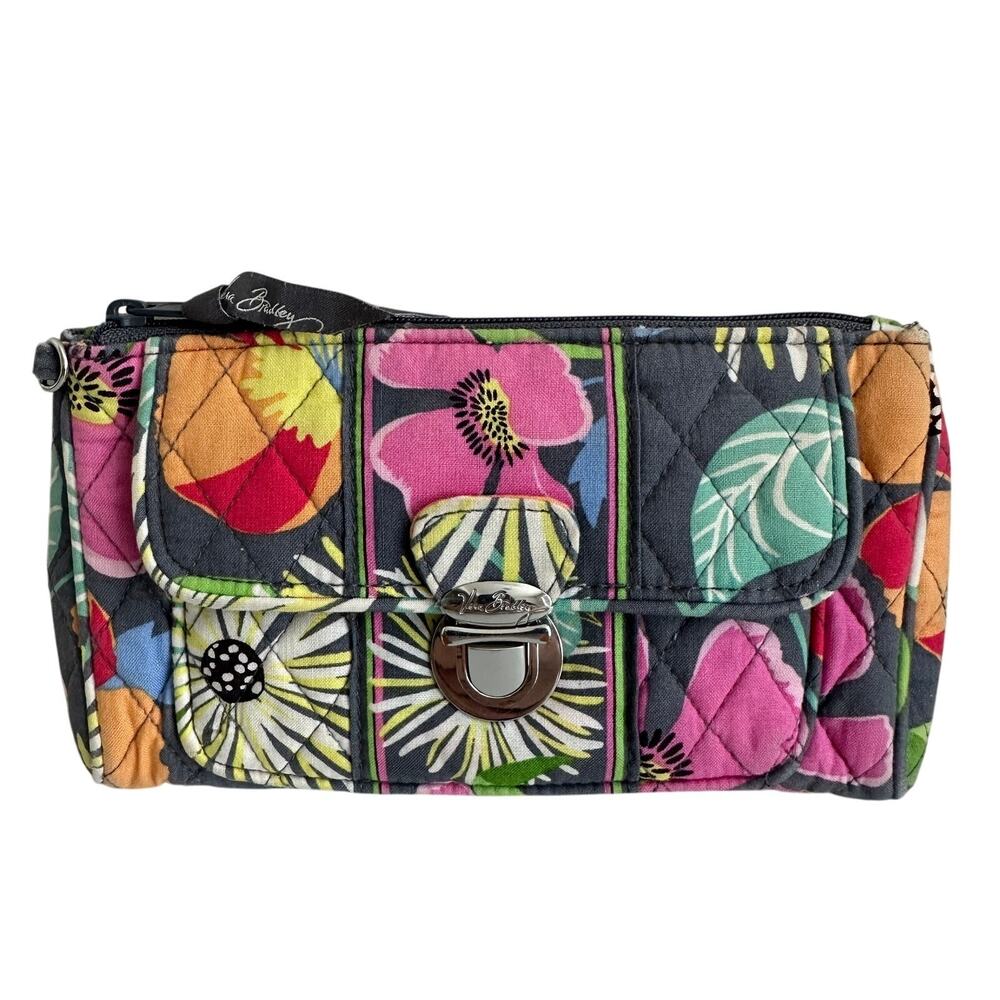 Vera Bradley Jazzy Blooms Pushlock Wristlet Wallet Clutch No Wristlet Strap